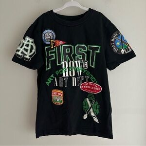 First Row Black Kids Graphic Tee Street Style Art Deco Print Boys Size Large